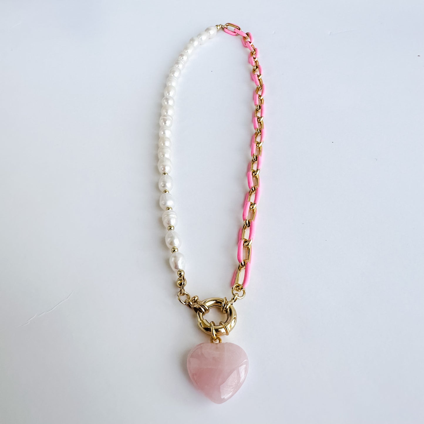 Annie Heart Pearl and Pink Necklace