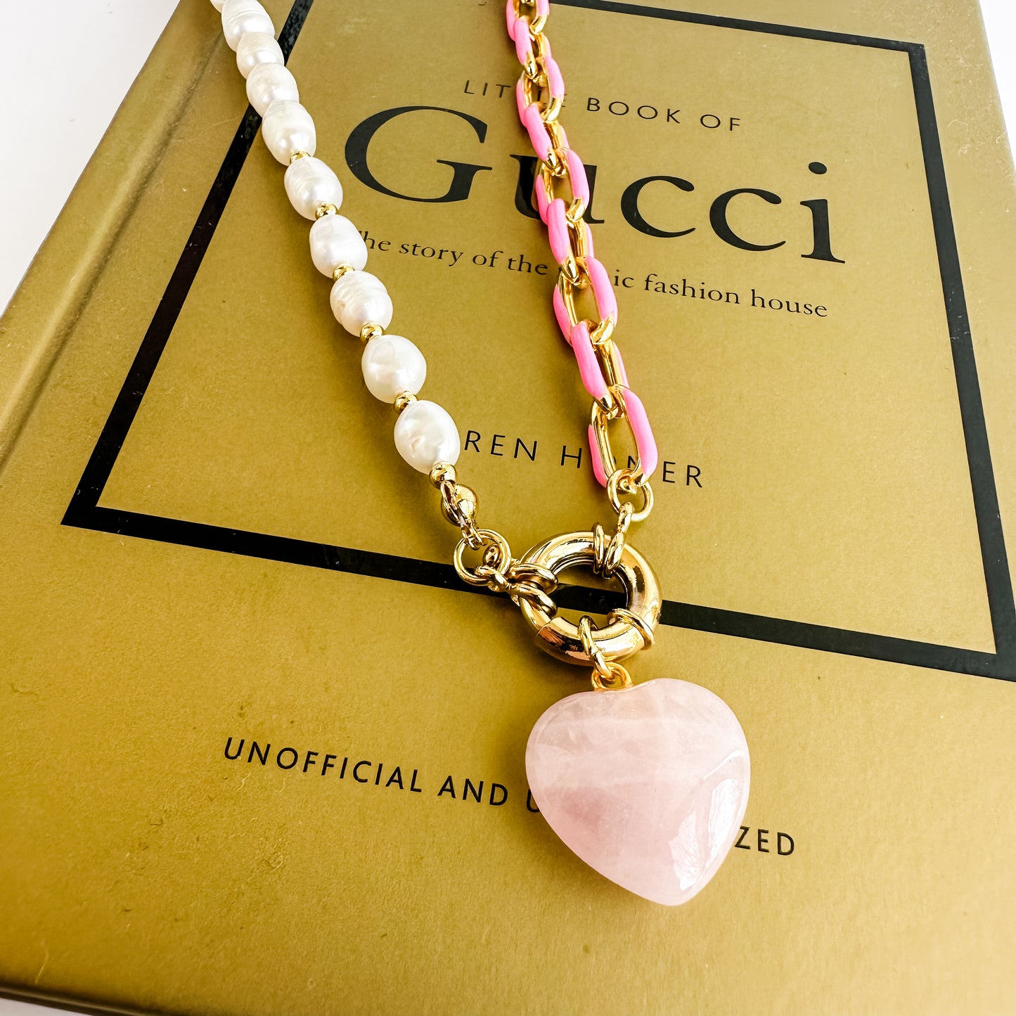 Annie Heart Pearl and Pink Necklace