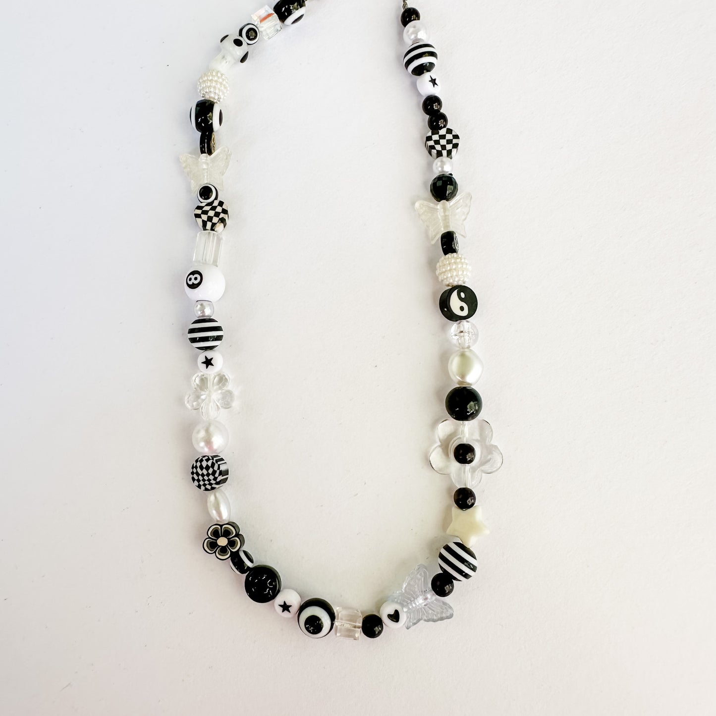 "AS IF" Black and White Beaded Necklace