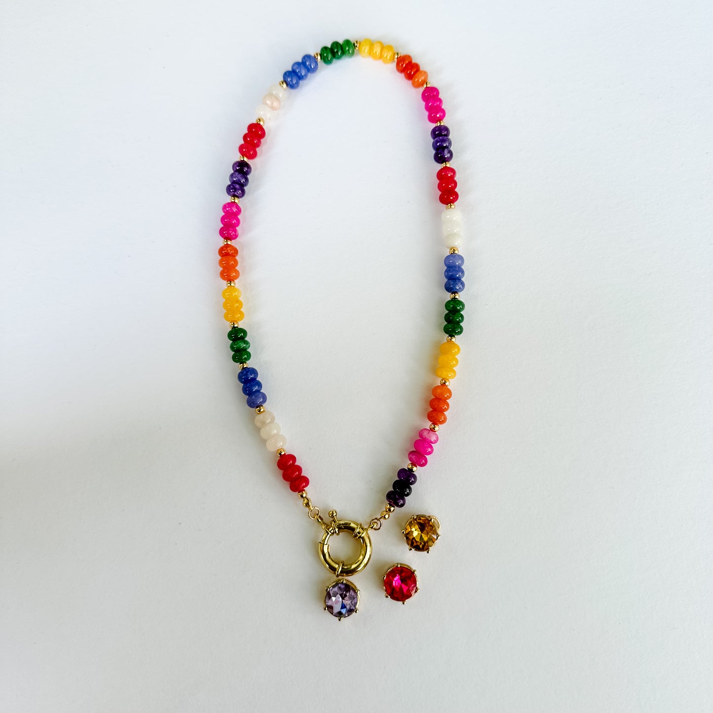 Phoebe- Multi Color Jade Bead Necklace